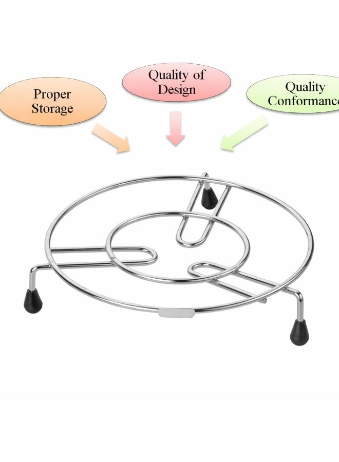 Dunekart Round Pot Stand Trivet, Stainless Round Pot Stand Trivet, Stainless Steel Heat Resistant Steamer Rack for Kitchen, Hot Plate Holder Cooker Donga Stand - SilverSteel Heat Resistant Steamer Rack for Kitchen, Hot Plate Holder Cooker Donga Stand - Silver - Image 2